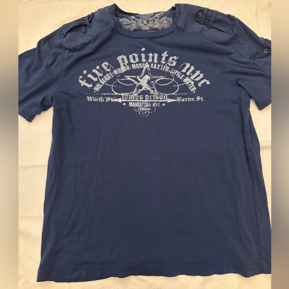 Express brand y2k graphic blue tshirt